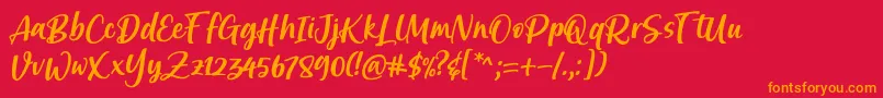 Brastagi Font by 7NTypes Font – Orange Fonts on Red Background
