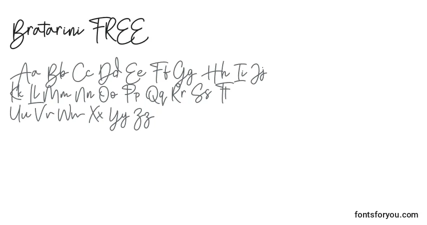 Schriftart Bratarini FREE – Alphabet, Zahlen, spezielle Symbole