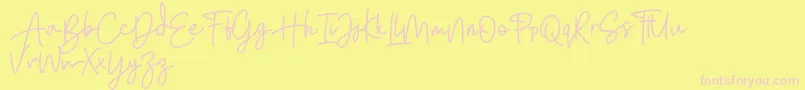 Bratarini FREE-Schriftart – Rosa Schriften auf gelbem Hintergrund