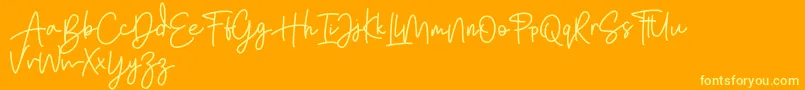 Bratarini FREE-Schriftart – Gelbe Schriften auf orangefarbenem Hintergrund