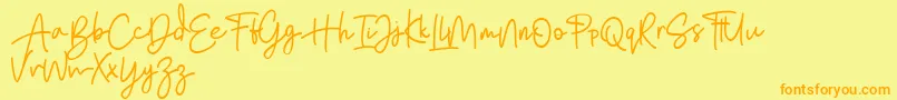 Bratarini FREE-Schriftart – Orangefarbene Schriften auf gelbem Hintergrund