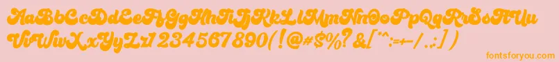 Bratsy Script Demo-Schriftart – Orangefarbene Schriften auf rosa Hintergrund