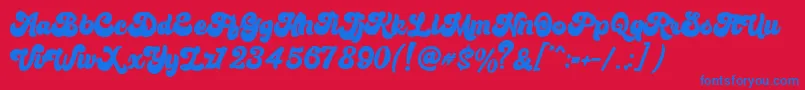 Bratsy Script Demo Font – Blue Fonts on Red Background