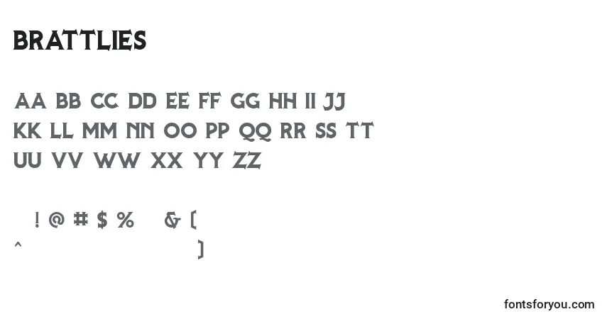 Czcionka Brattlies – alfabet, cyfry, specjalne znaki