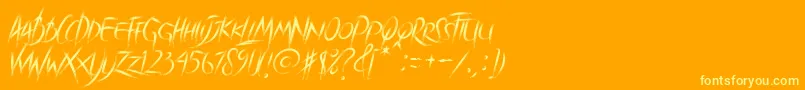 Brave Heart-Schriftart – Gelbe Schriften auf orangefarbenem Hintergrund