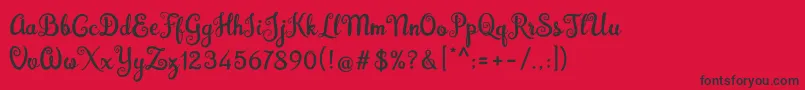 Brazilian Script Fill-Schriftart – Schwarze Schriften auf rotem Hintergrund