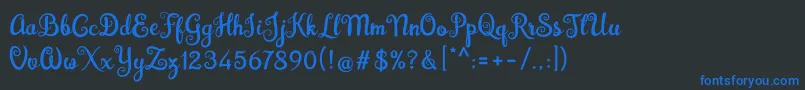Шрифт Brazilian Script Fill – синие шрифты на чёрном фоне