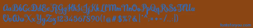 Brazilian Script Fill-fontti – siniset fontit ruskealla taustalla