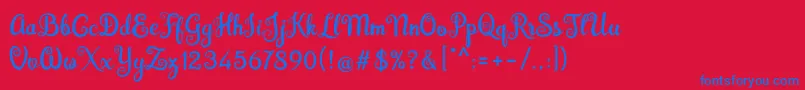 フォントBrazilian Script Fill – 赤い背景に青い文字