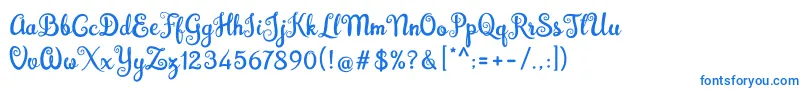 Brazilian Script Fill Font – Blue Fonts on White Background