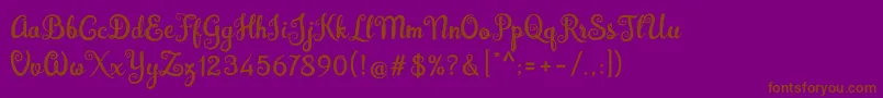 Brazilian Script Fill-fontti – ruskeat fontit violetilla taustalla