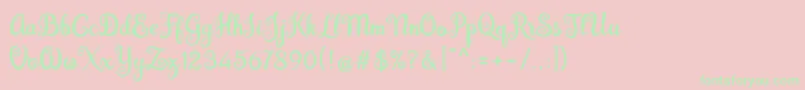 Brazilian Script Fillフォントについての詳細 フォントBrazilian Script Fill – ピンクの背景に緑の文字