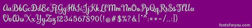 Brazilian Script Fill-Schriftart – Grüne Schriften auf violettem Hintergrund