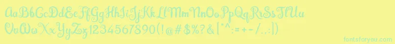 Brazilian Script Fill-Schriftart – Grüne Schriften auf gelbem Hintergrund