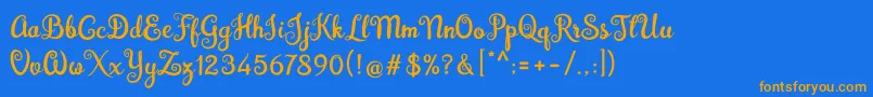 Brazilian Script Fill Font – Orange Fonts on Blue Background