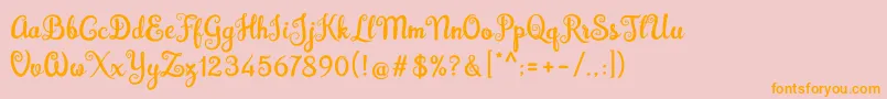 Brazilian Script Fill Font – Orange Fonts on Pink Background