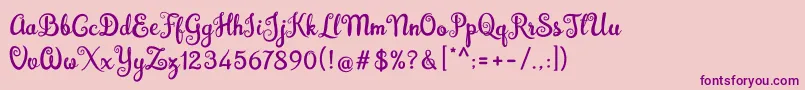 Brazilian Script Fill-Schriftart – Violette Schriften auf rosa Hintergrund