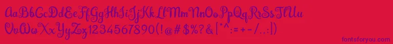Brazilian Script Fill Font – Purple Fonts on Red Background