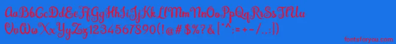 フォントBrazilian Script Fill – 赤い文字の青い背景