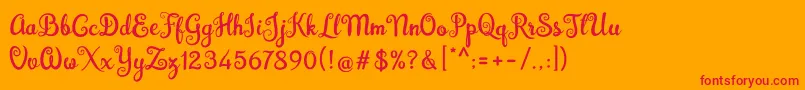 Brazilian Script Fill Font – Red Fonts on Orange Background