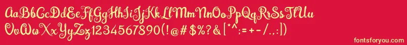 Brazilian Script Fill Font – Yellow Fonts on Red Background