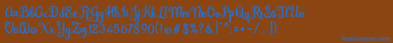 Brazilian Script Fill Font – Blue Fonts on Brown Background