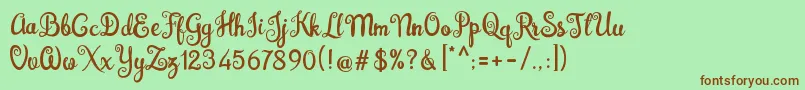 Brazilian Script Fill Font – Brown Fonts on Green Background