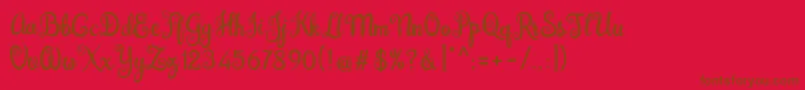 Brazilian Script Fill Font – Brown Fonts on Red Background