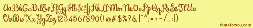 Brazilian Script Fill Font – Brown Fonts on Yellow Background