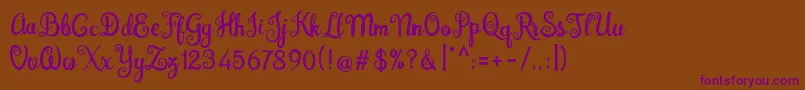 Brazilian Script Fill Font – Purple Fonts on Brown Background