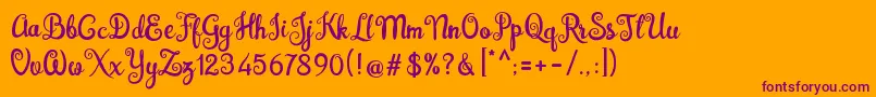 Brazilian Script Fill Font – Purple Fonts on Orange Background