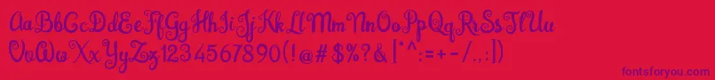 Brazilian Script Fill Font – Purple Fonts on Red Background