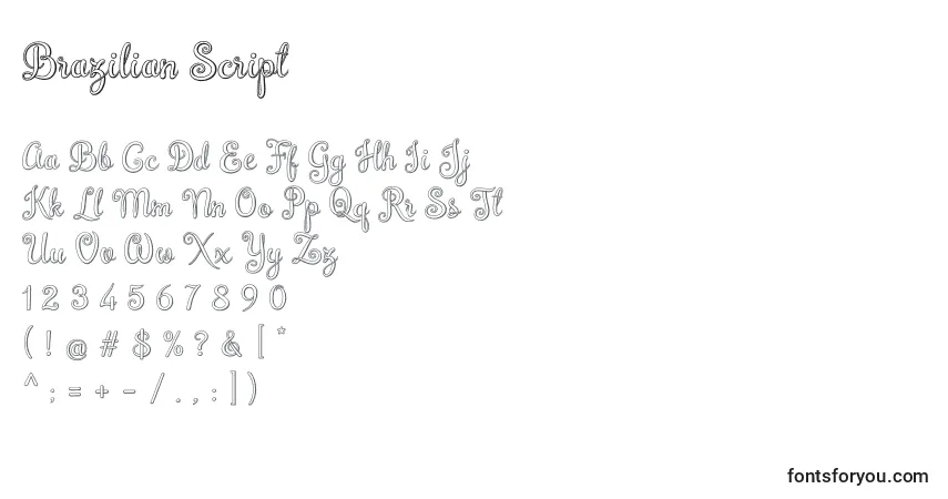 A fonte Brazilian Script – alfabeto, números, caracteres especiais