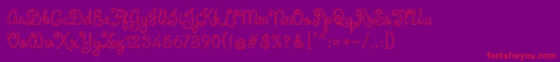 フォントBrazilian Script – 紫の背景に赤い文字