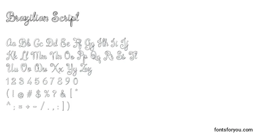 Czcionka Brazilian Script (122038) – alfabet, cyfry, specjalne znaki