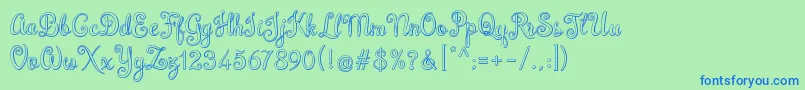 Brazilian Script Font – Blue Fonts on Green Background