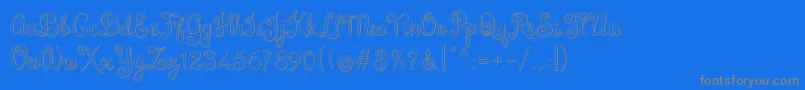 Brazilian Script-Schriftart – Graue Schriften auf blauem Hintergrund