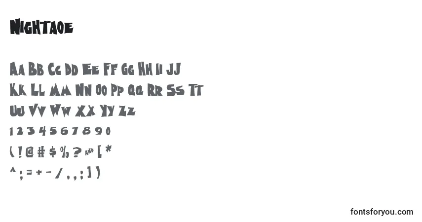 Fuente Nightaoe - alfabeto, números, caracteres especiales