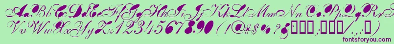 BREAB   -Schriftart – Violette Schriften auf grünem Hintergrund