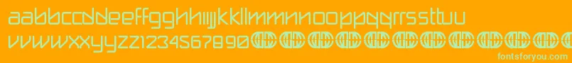 break label DEMO Font – Green Fonts on Orange Background