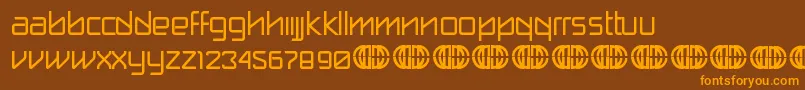 break label DEMO Font – Orange Fonts on Brown Background