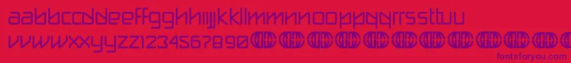 break label DEMO Font – Purple Fonts on Red Background