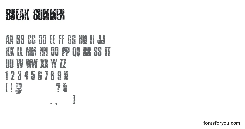 Шрифт Break Summer – алфавит, цифры, специальные символы