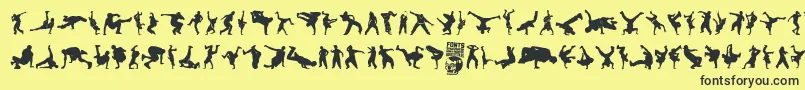 Breakdance-Schriftart – Schwarze Schriften auf gelbem Hintergrund