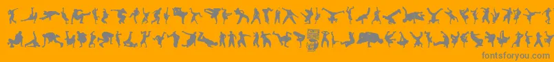 Breakdance-Schriftart – Graue Schriften auf orangefarbenem Hintergrund