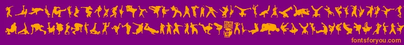 Breakdance-Schriftart – Orangefarbene Schriften auf violettem Hintergrund