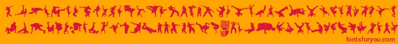 Breakdance-Schriftart – Rote Schriften auf orangefarbenem Hintergrund