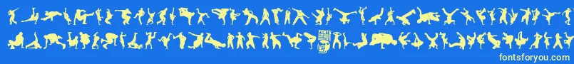 Breakdance-Schriftart – Gelbe Schriften auf blauem Hintergrund