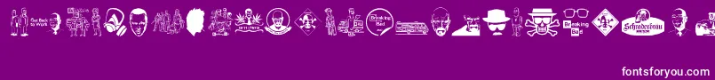 Saiba mais sobre a fonte Breaking Bad Fonte Breaking Bad – fontes brancas em um fundo violeta