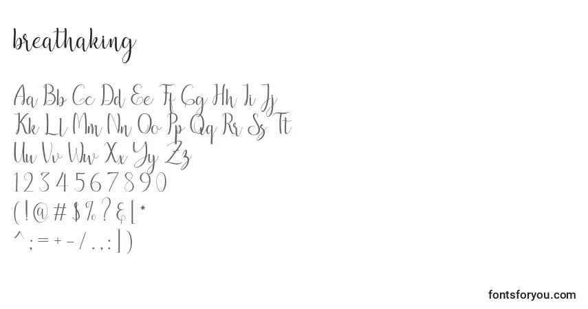 Fuente Breathaking - alfabeto, números, caracteres especiales
